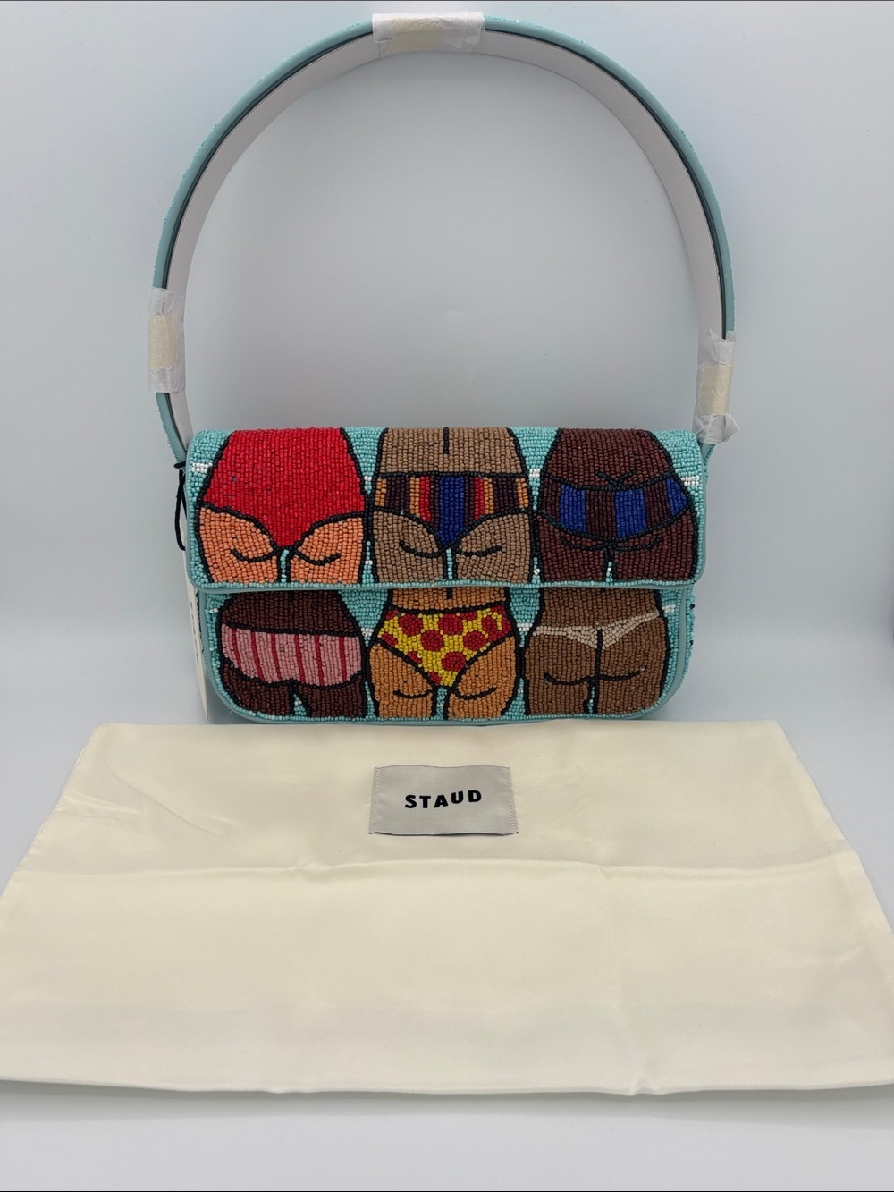 STAUD Tommy Beaded Beach Bums Shoulder Bag - Blue - Picture 9 of 13